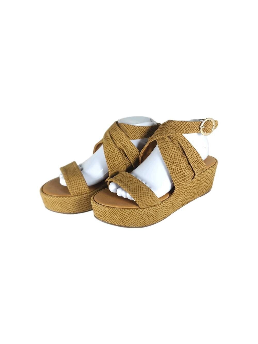 Matisse Women's Starline US10M Brown Leather Wrap Ankle Wedge Platform Sandals